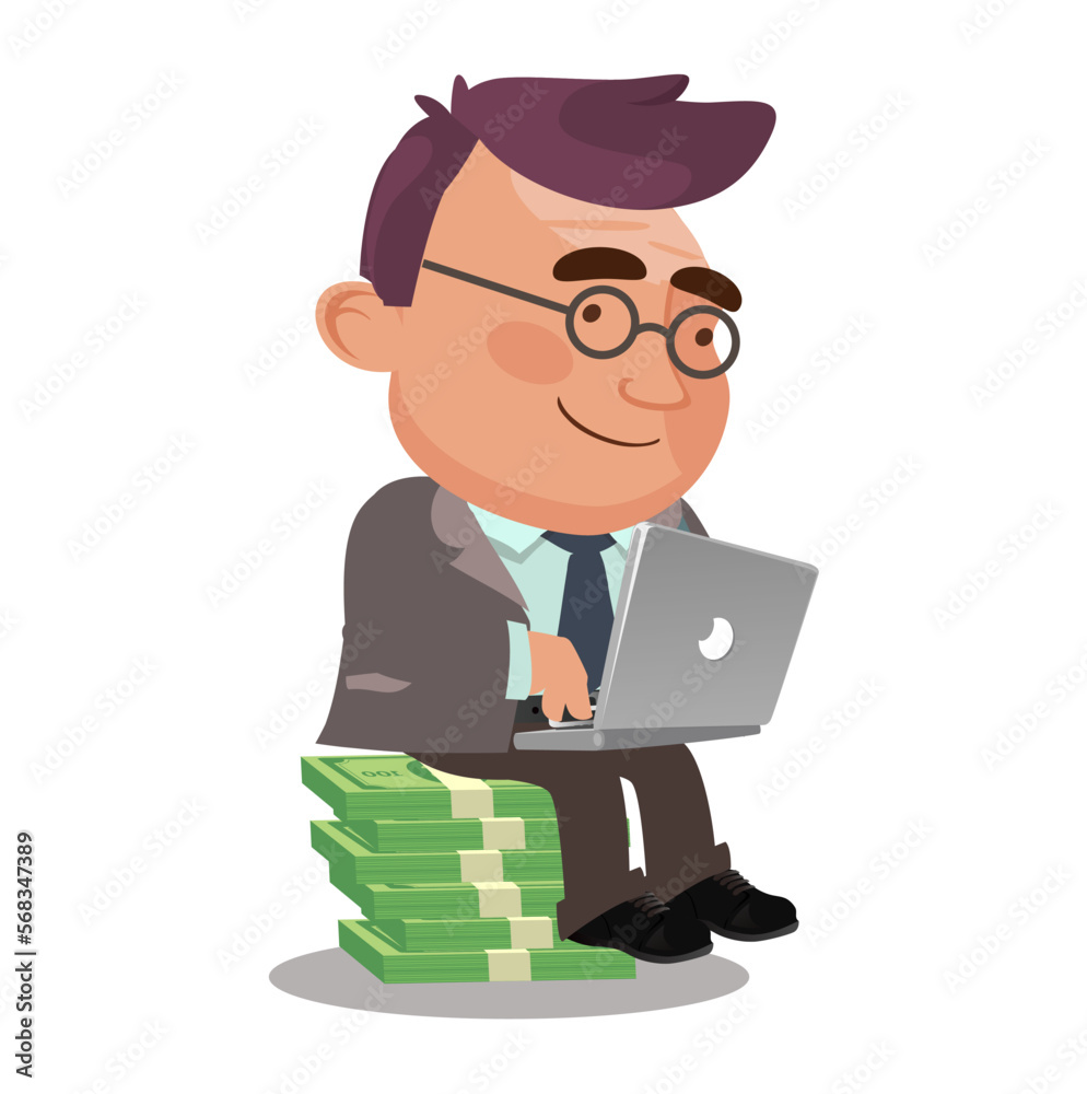 Freelancer working remotely from his laptop