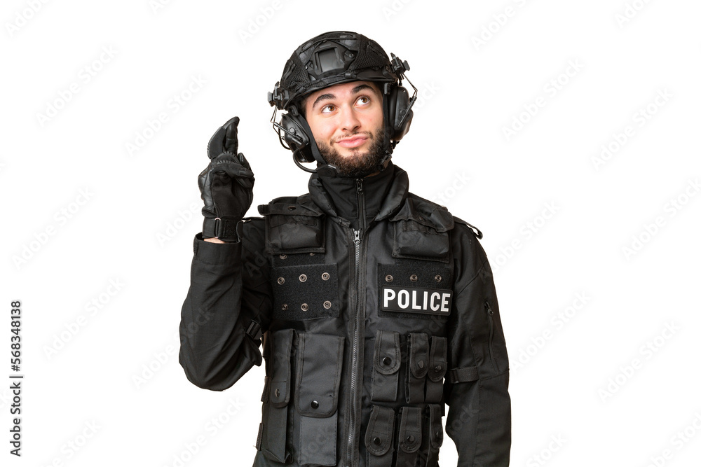 SWAT over isolated chroma key background with fingers crossing and wishing the best SWAT over isolated chroma key background with fingers crossing and wishing the best
