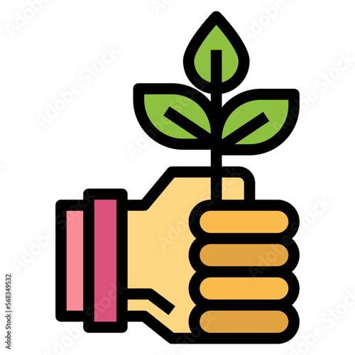 sprout filled outline icon style