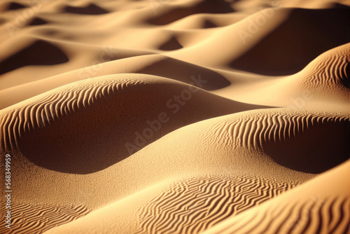 Sand ripples in the desert texture background. Sand dunes Generative AI © Rawf8