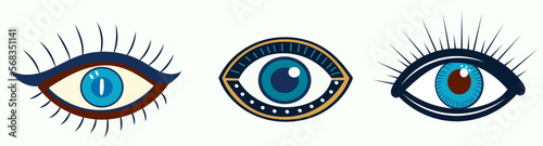 mystical eye, evil eye, divination, clairvoyance in flat style, vector