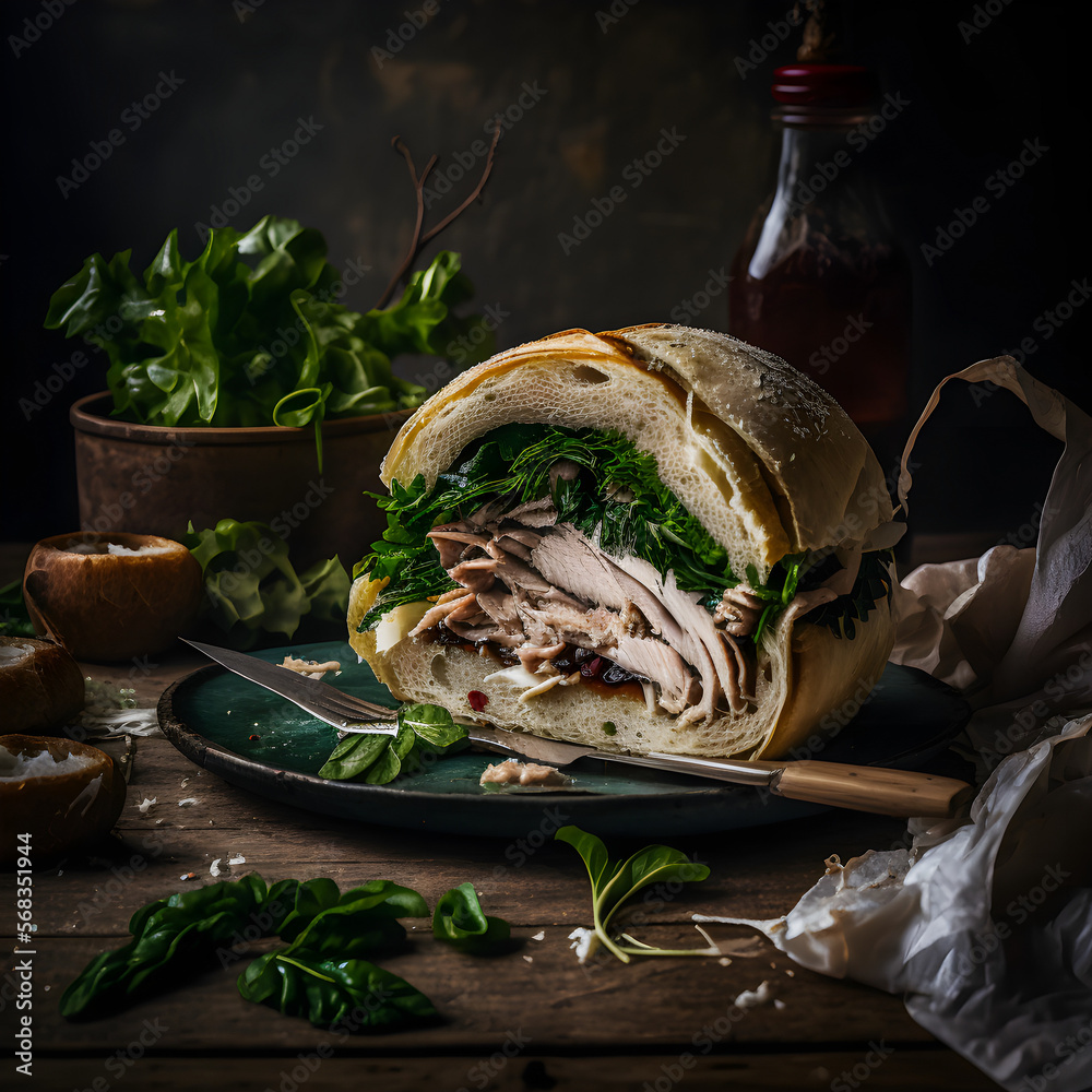 Celebrate the taste of Italy with our Porchetta sandwich photo collection. High-quality images showcase juicy pork roast, crispy crackling, herbs, and tangy sauce on a rustic background. Celebrate the taste of Italy with our Porchetta sandwich photo collection. High-quality images showcase juicy pork roast, crispy crackling, herbs, and tangy sauce on a rustic background.