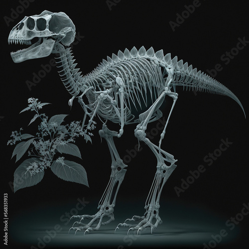 Dinosaur x-ray style. X-ray of Raw whole dino. Creative Art abstract. Created with Generative AI technologycreated with Generative AI technology