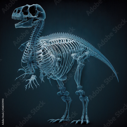 Dinosaur x-ray style. X-ray of Raw whole dino. Creative Art abstract. Created with Generative AI technologycreated with Generative AI technology