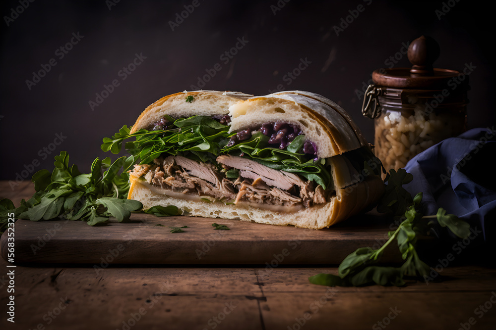 Celebrate the taste of Italy with our Porchetta sandwich photo collection. High-quality images showcase juicy pork roast, crispy crackling, herbs, and tangy sauce on a rustic background. Celebrate the taste of Italy with our Porchetta sandwich photo collection. High-quality images showcase juicy pork roast, crispy crackling, herbs, and tangy sauce on a rustic background.