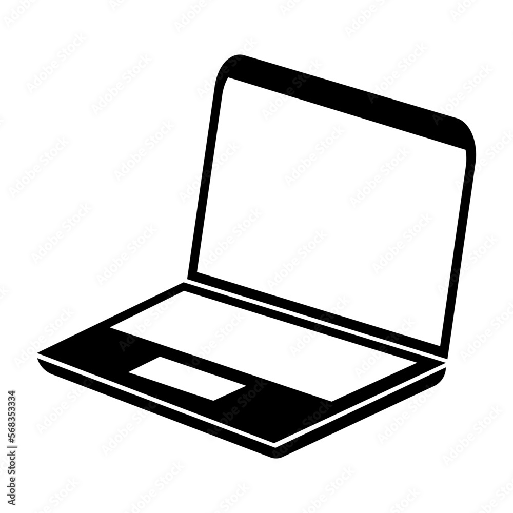 Isometry laptop black pictogram, computer icon. Vector isolated on white background. Isometry laptop black pictogram, computer icon. Vector isolated on white background.
