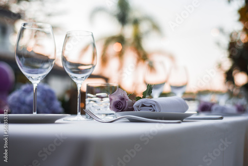 Cutlery set at wedding banquet
