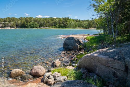 Rocky view of Purunpaa coast and sea, Kimito (Kemio) island, Finland