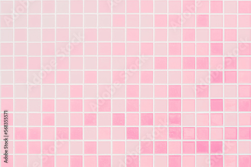 Colorful pink ceramic wall and floor grid tiles abstract background. Design geometric mosaic texture decoration.