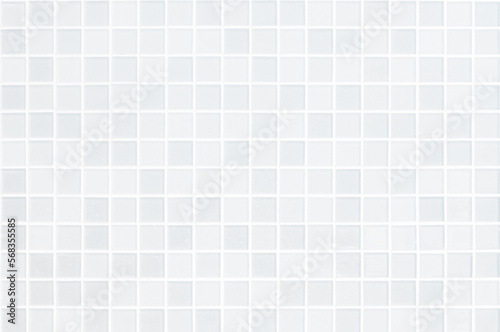 White tile wall chequered background bathroom floor texture. Ceramic wall and floor tiles mosaic background in bathroom. 