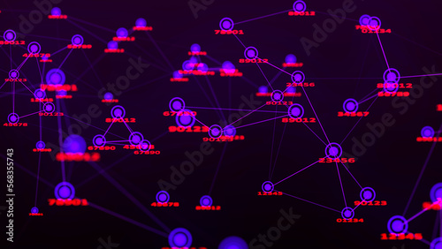 Matrix background with flying random numbers. Big data. Hacker concept. 3d rendering.