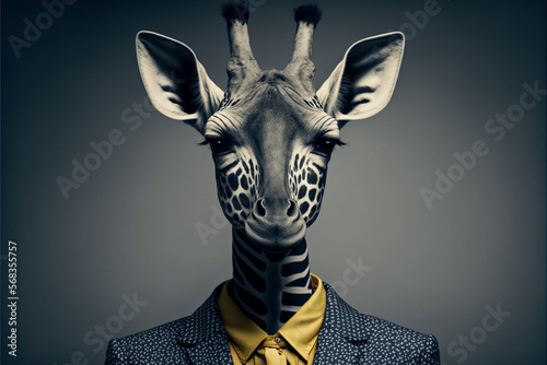 Animal in business suit close-up. Ai Generated.