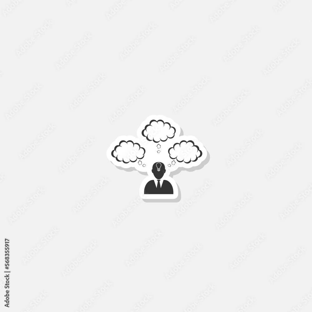 Head Light Bulb Thought cloud Idea logo sticker isolated on gray background Head Light Bulb Thought cloud Idea logo sticker isolated on gray background