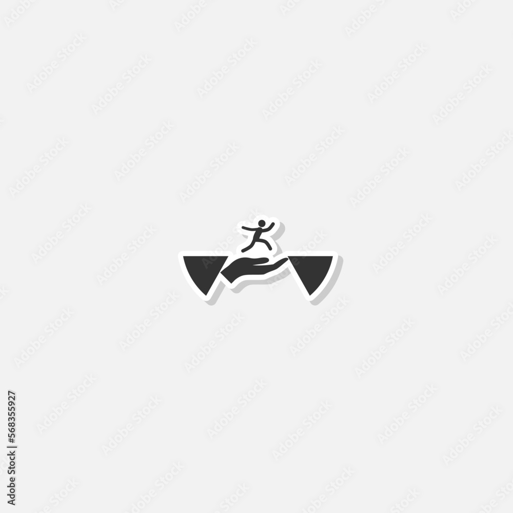 Helping friend, coaching icon sticker isolated on gray background Helping friend, coaching icon sticker isolated on gray background