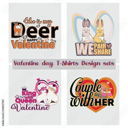 Valentine day vector t-shirt design sets