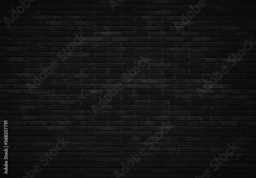 Abstract dark brick wall texture background pattern, Wall brick black surface texture. Brickwork painted color interior old clean concrete grid uneven.