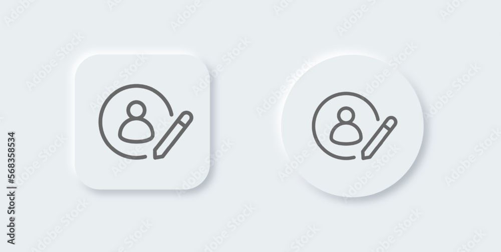Register line icon in neomorphic design style. User signs vector illustration. Register line icon in neomorphic design style. User signs vector illustration.