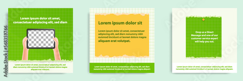 Social media carousel post banner layout for tips, did you know, podcast, motivation, self-development, product, service knowledge template. Torn paper design element and texture