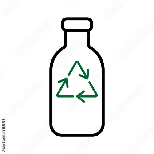 Bottle with recycle symbol icon vector