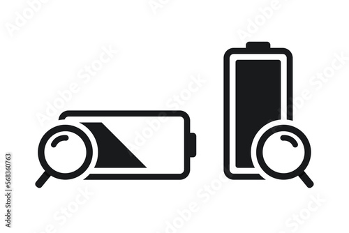 Battery magnify icon. Illustration vector 
