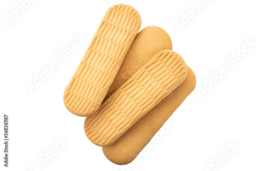 Crackers. Delicious baby wheat cookies on an isolated white background. Fresh confectionery biscuit.
