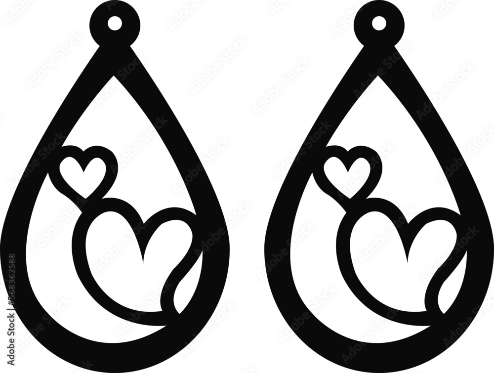 heart earrings svg vector cutfile for cricut and silhouette cutfile