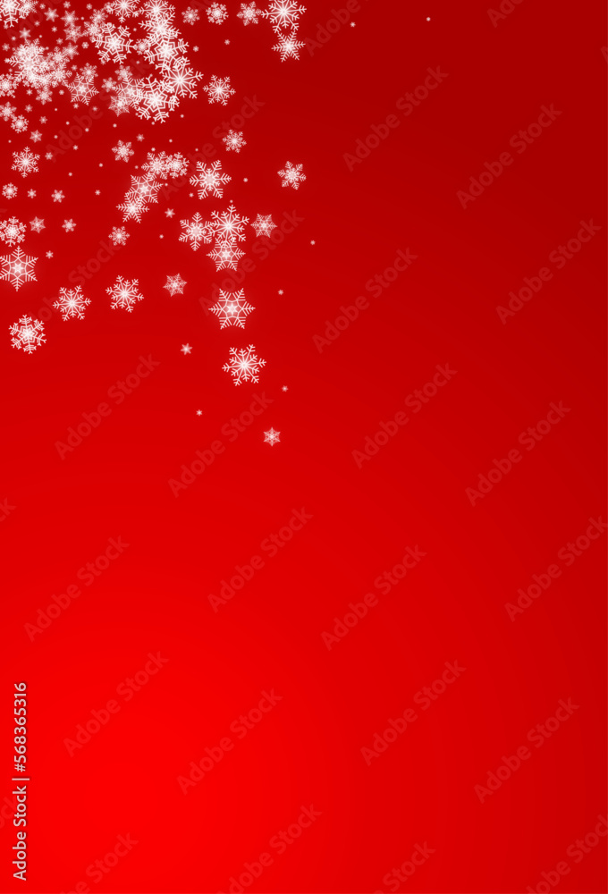 Gray Snowfall Vector Red Background. Light White