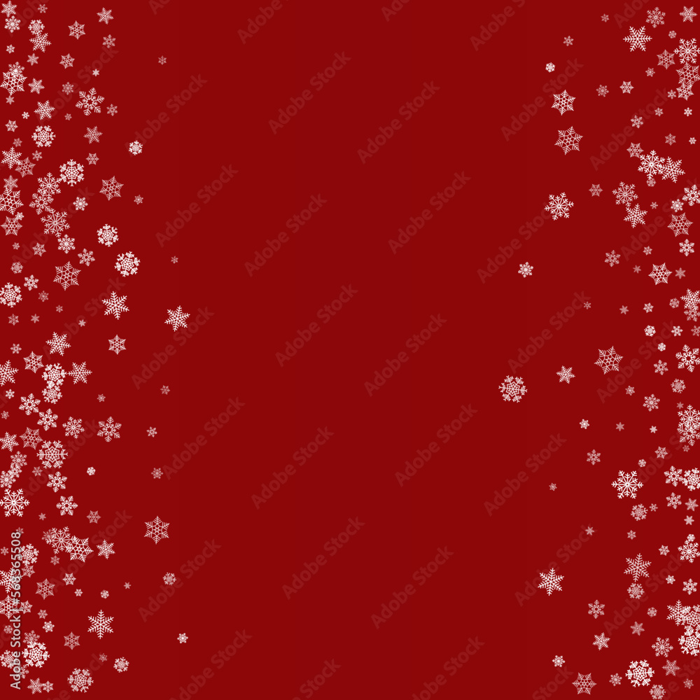 White Snowflake Vector Burgundy Background. Sky