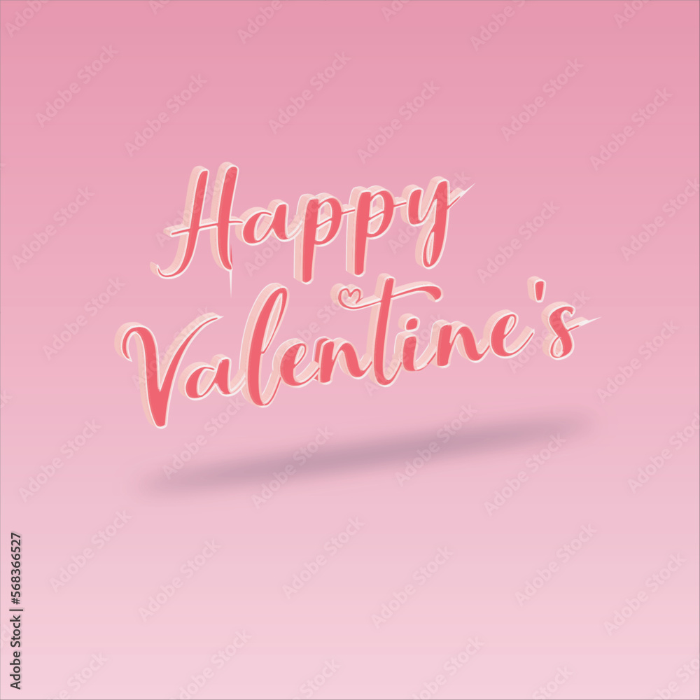happy valentines day 3d design text pink design