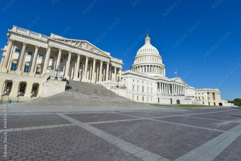 US Capitol in wide angle, Washington DC USA	