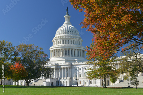 US Capitol in autumn, Washington DC USA 