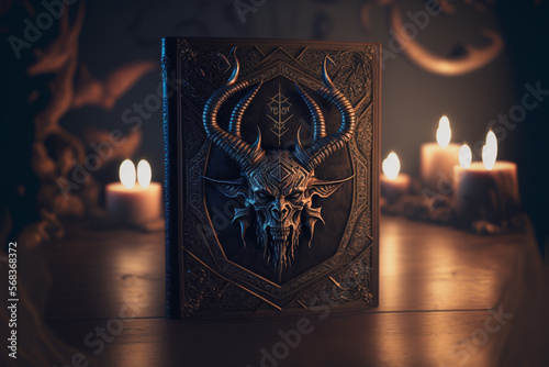 the satanic book, created by a neural network, Generative AI technology