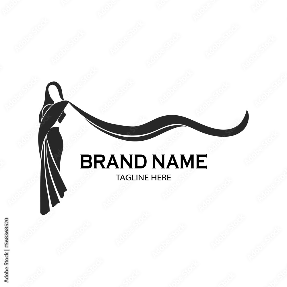 Saree logo design with women figure template Women india dress or Saree logo design with women figure template Women india dress or