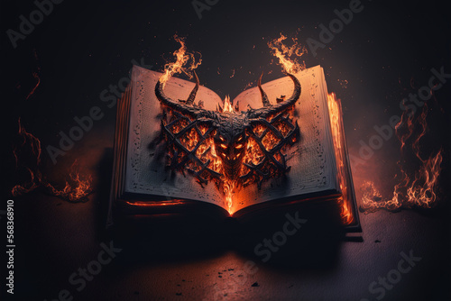 the satanic book, created by a neural network, Generative AI technology photo
