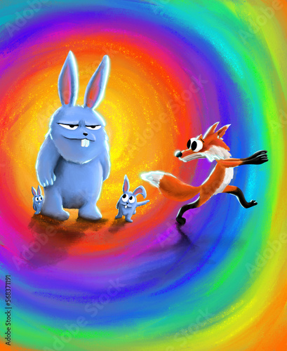 Figure bunnies brought a big hare to help against the fox