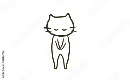 Foto お辞儀する白猫のイラスト