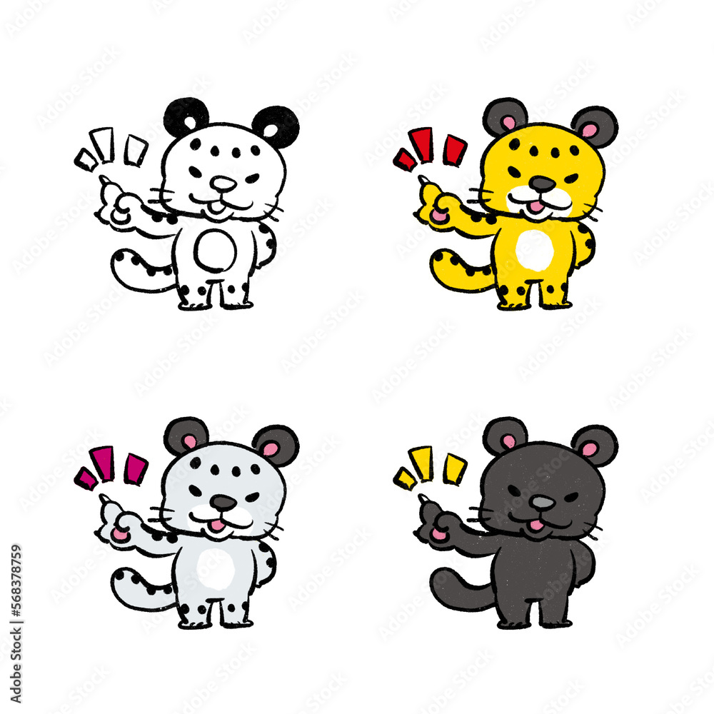指をさしている豹 イラスト セット 指をさしている豹 イラスト セット
