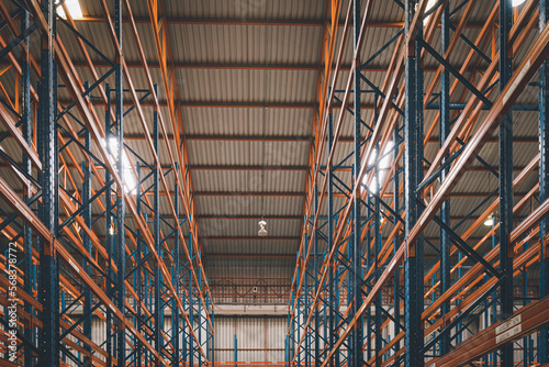 Empty shelf or rack in warehouse