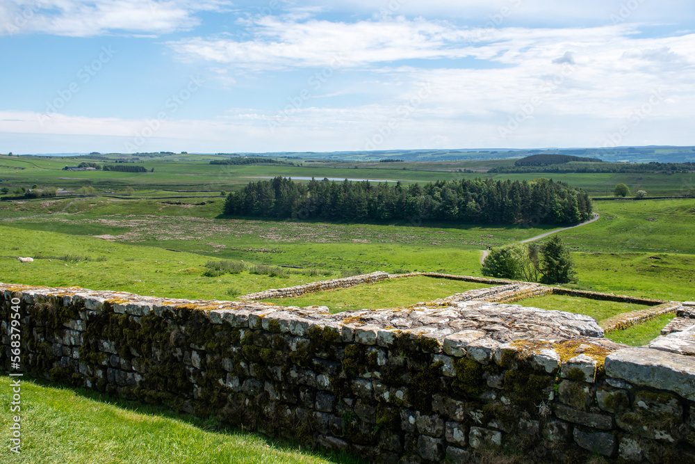 Close up of Hadrian's Wall in Northumberland, UK