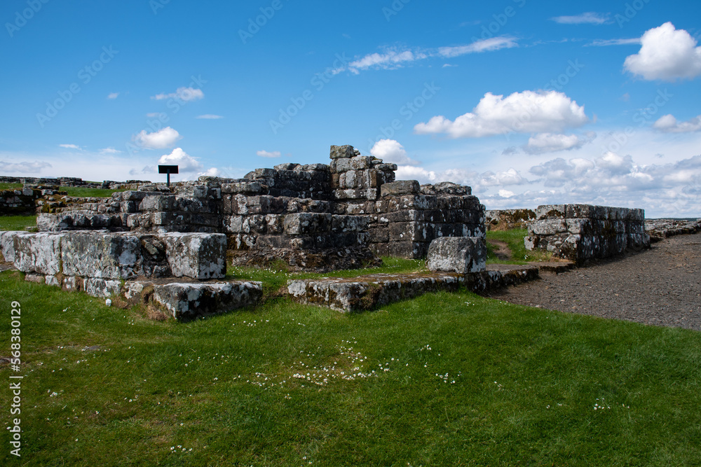 Ruins of Housesteads Roman Fort in Northumberland, UK