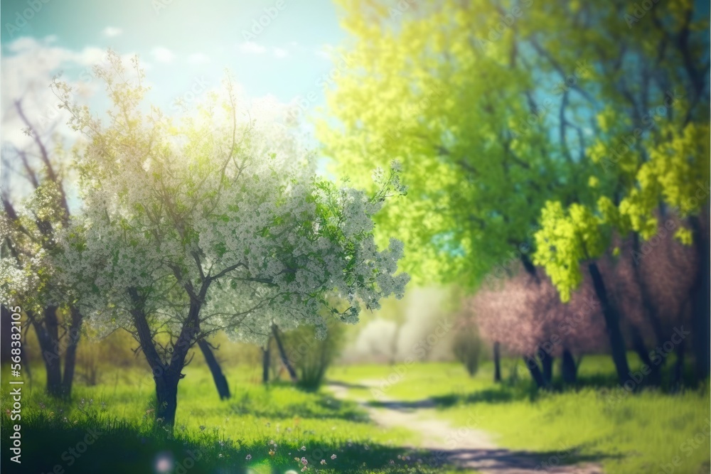 Blur park garden tree in nature generative ai background, blurry green bokeh light outdoors in summer background Blur park garden tree in nature generative ai background, blurry green bokeh light outdoors in summer background