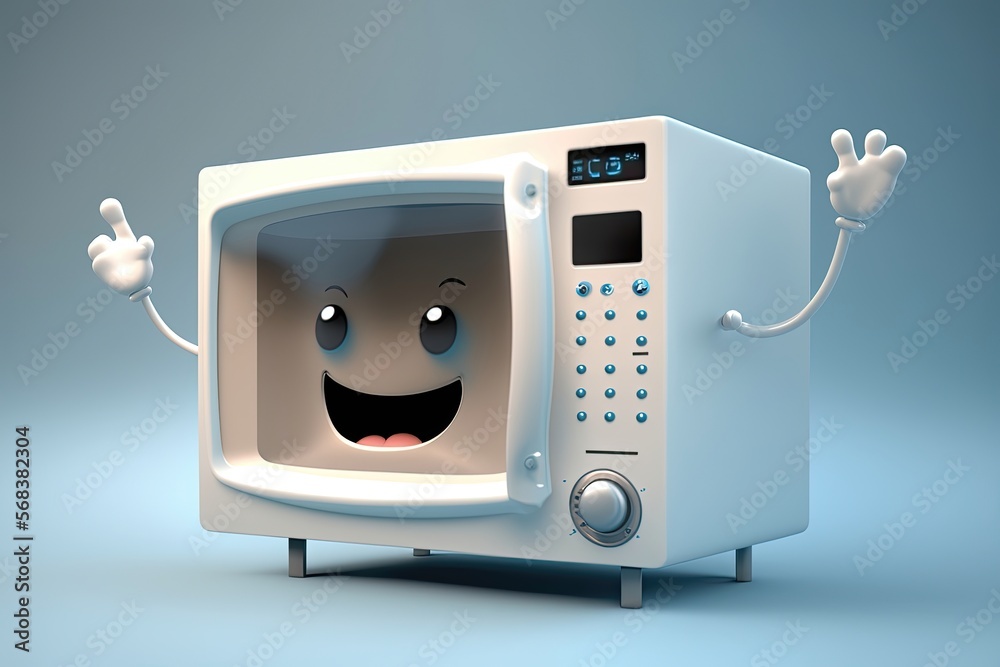 Cute 3D cartoon of microwave character. Generative AI Cute 3D cartoon of microwave character. Generative AI
