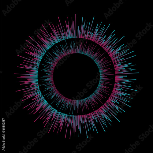 Equalizer music sound wave circle vector symbol icon design. Beautiful illustration on a black background