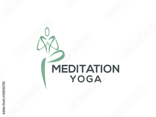 meditation yoga logo design vector template