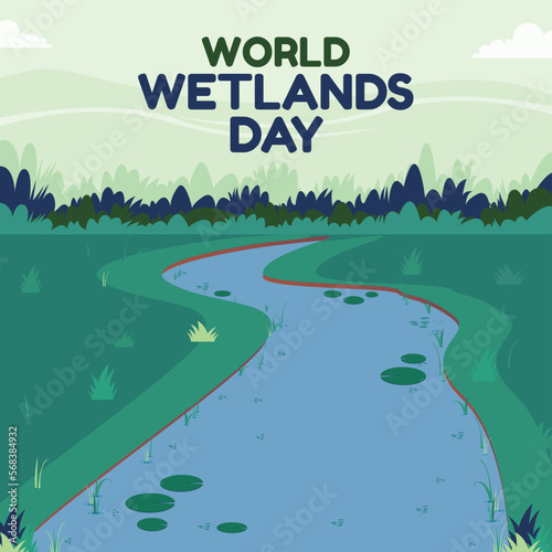 vector flat illustration commemorating world wetlands day