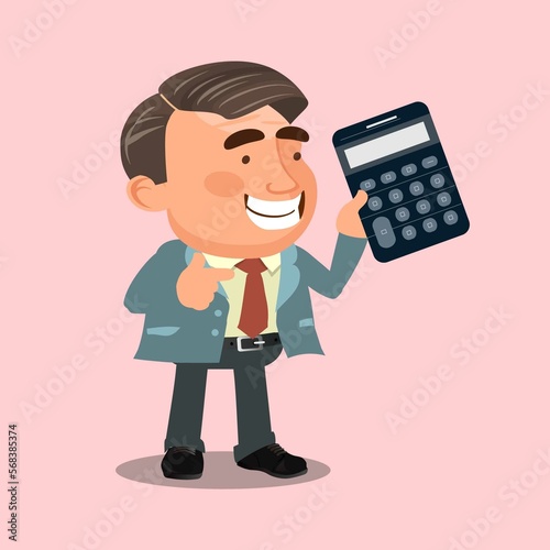 Business people or manager holding a calculator.