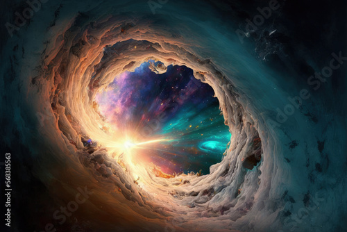 wormhole tunnels in the cosmos that lead to space portals. Generative AI