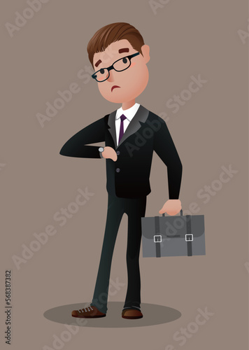 Man looks at a wristwatch