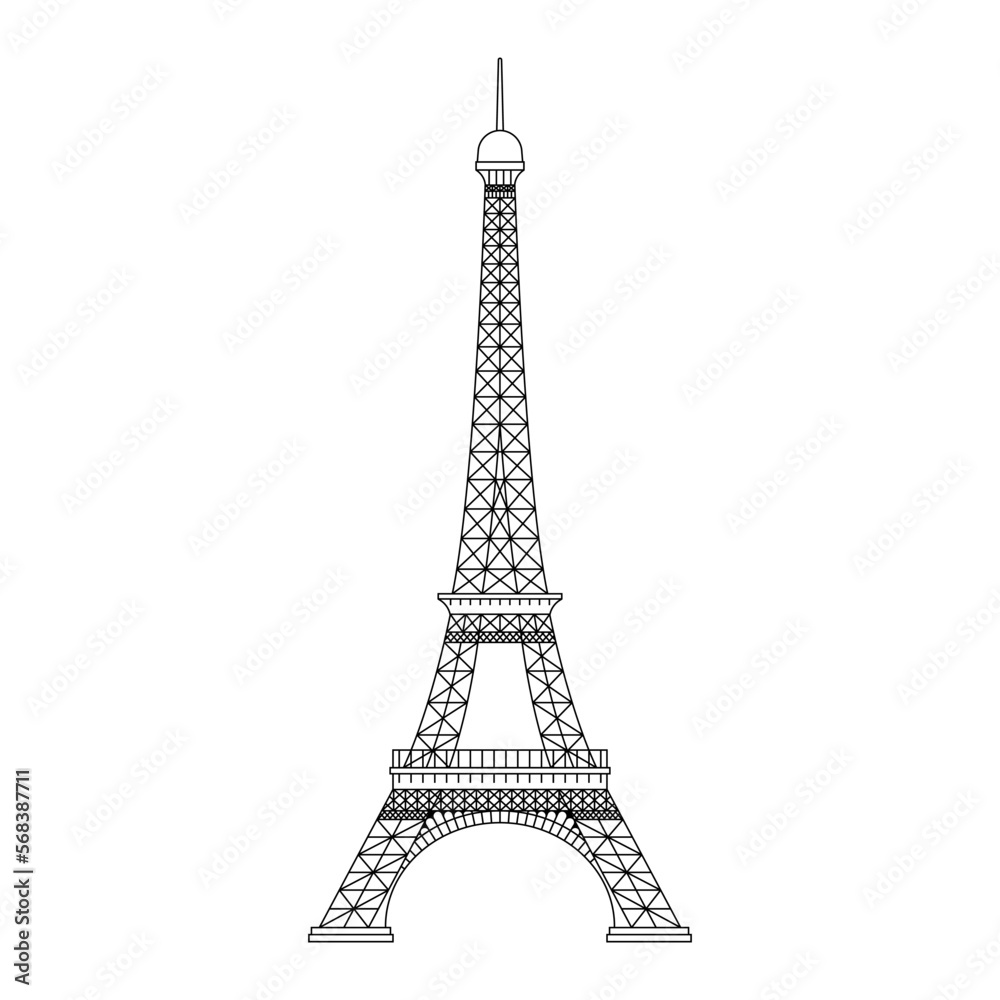 Eiffel tower. Paris symbol or icon. France travel design. French landmark desgn. Vector illustration.