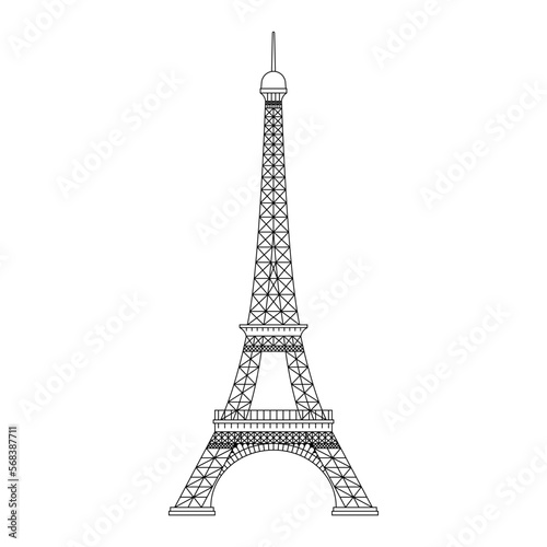 Eiffel tower. Paris symbol or icon. France travel design. French landmark desgn. Vector illustration.